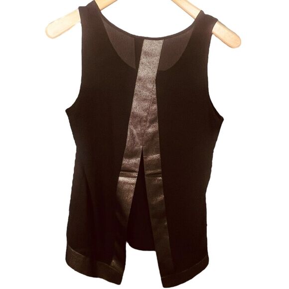 Express | Black Metallic Trim Sleeveless Tank Top with Back Slit Size M | NWT - Picture 3 of 10